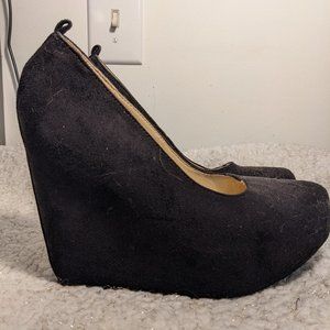 Black Velvet/Suede Wedges
